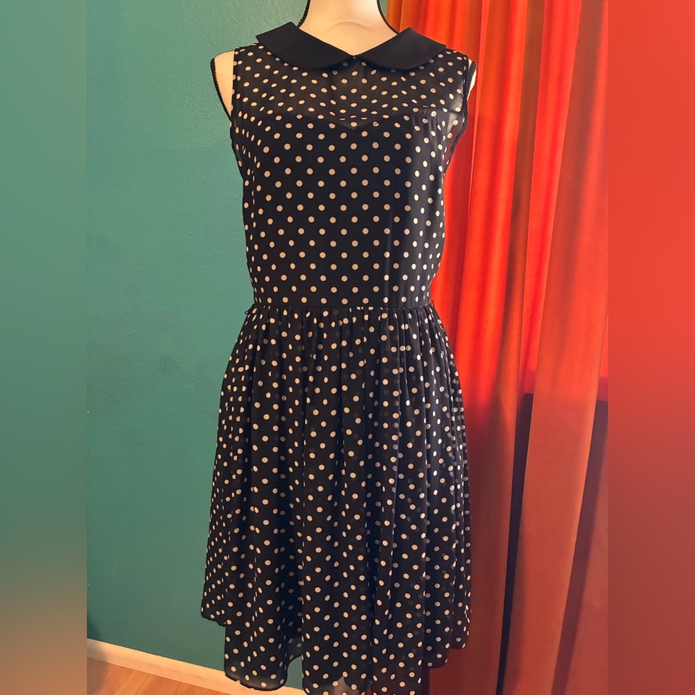 Betsey Johnson size 10 black-and-white polkadot dress